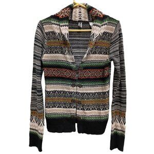 BKE The Buckle Cardigan Womens Small Collared Aztec Print BOHO Southwest Casual